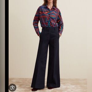 Piombo 42 wide leg dark blue jeans